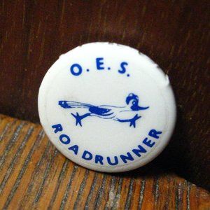 ⭐️ O. E. S. Roadrunner Antique Lapel Pin Button